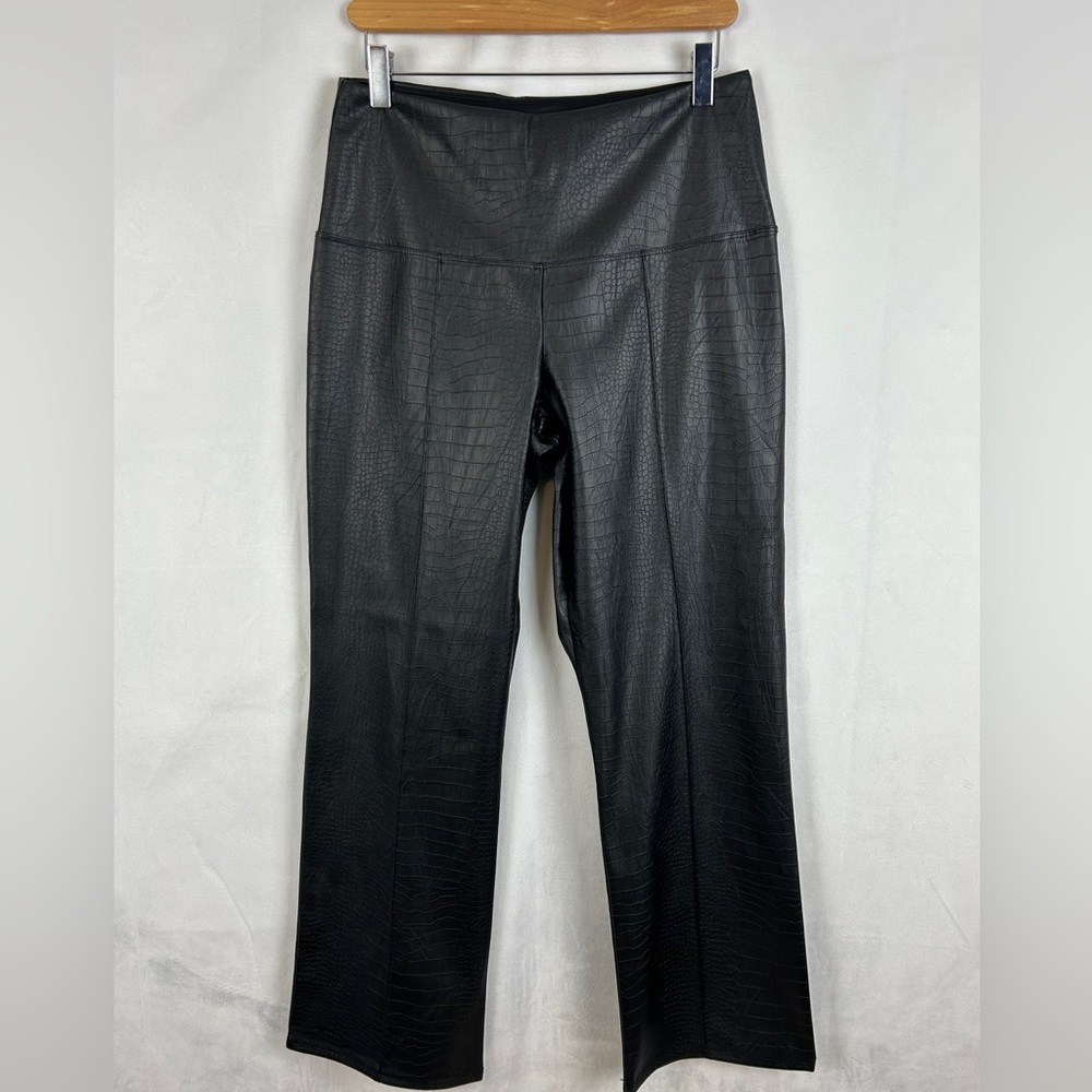 JOIE Faux Leather Croc Reptile High Rise Loose Straight Leg Pants‎ Size Med